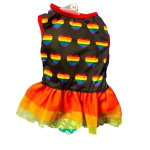 Dog dress rainbow hearts tutu pride lgbtq ready size small dog clothes